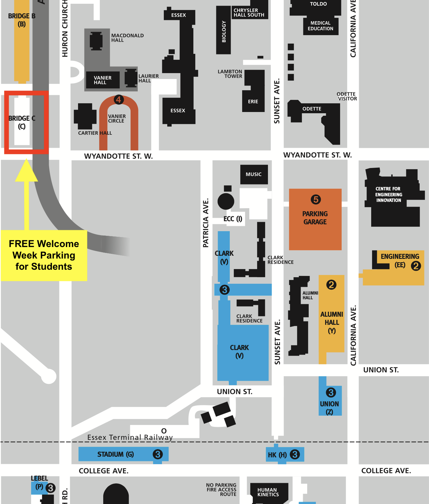 Welcome week parking lot map